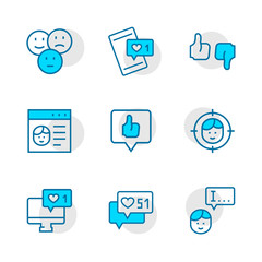 Vector set icon of social networks in thin line style.