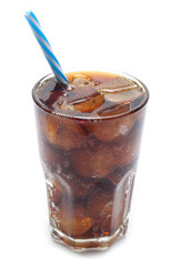 Cola in a glass isolated on white