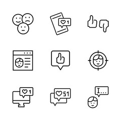 Vector set icon of social networks in thin line style.