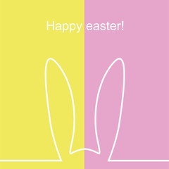 Outline of easter rabbit ears on the yellow