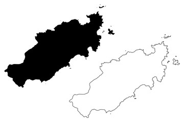 Eastern Tobago region (Regional corporations and municipalities, Republic of Trinidad and Tobago) map vector illustration, scribble sketch Eastern Tobago (Little Tobago, Goat, Giles Island) map