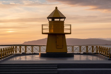 Lighthouse at sunset - Reykjavik