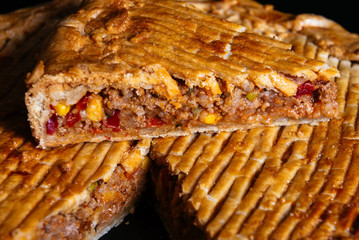 Quiche with meat and vegetables
