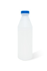 Clear plastic packaging bottles used for milk packaging.