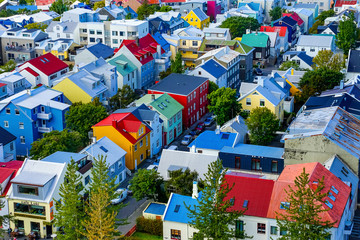 Colorful Houses Streets Reykjavik Iceland - obrazy, fototapety, plakaty
