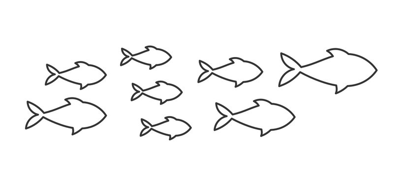 Shoal of fish. Vector illustration.