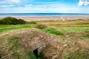 Old German bunkers on the Atlantic coast of Omaha Beach
