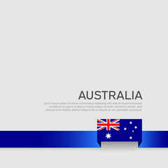 Australia flag background. Ribbon color flag of australia on a white background. National poster. Vector flat design. State australian banner, cover