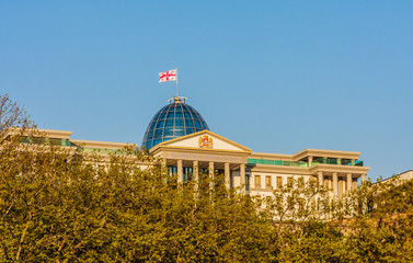 Obraz premium Tbilisi, Georgia. Presidential Administration Palace, Avlabari Residence. Uptown Of Avlabari District. Famous Landmark