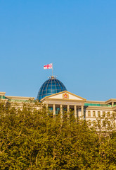 Obraz premium Tbilisi, Georgia. Presidential Administration Palace, Avlabari Residence. Uptown Of Avlabari District. Famous Landmark