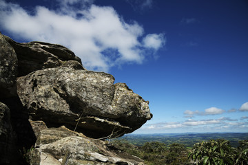 Stone Hill and Blue Sky with White Clouds in Brazil