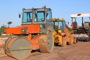 Roller on a road construction site	