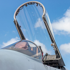 Fototapeta na wymiar Canopy of F-18 Hornet fighter jet aircraft