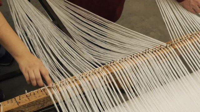 Traditional tapestry made on a wooden loom