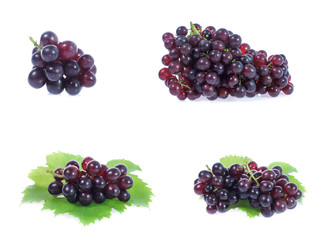 set of red grapes  isolated on white