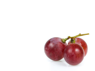 copy space red grapes isolated on white background