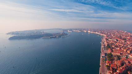 Aerial panorama of the historical part of Venice, Italy