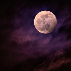 Fototapeta na wymiar Full moon over Lelystad Haven in Holland