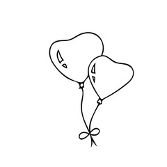 hand drawn pair of heart-shaped balloons. doodle style.