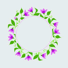 Floral Frame. Cute flowers arranged in a shape of a wreath. Perfect for invitations or cards.