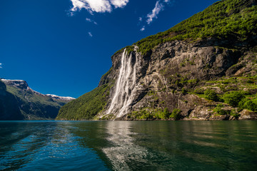 The seven sisters waterfall over Geirangerfjord, located near the Geiranger village, Norway