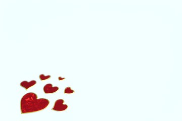 red hearts on white background