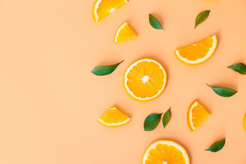 Sweet oranges on color background