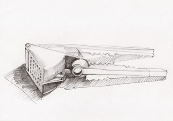 Sketch of Garlic Press