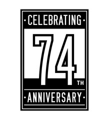 74 years logo design template. Anniversary vector and illustration.