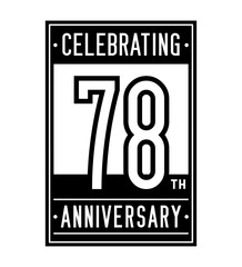78 years logo design template. Anniversary vector and illustration.