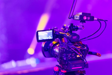 Professional video camera equipment at a concert hall