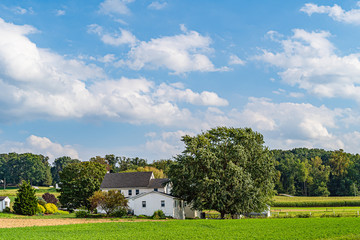 Amish country farm barn field agriculture in Lancaster, PA US