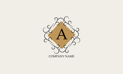 Elegant logo with letter A. Design of magnificent geometric monogram for business, boutique, hotel, fashion.