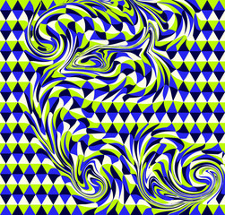 Vector chess rhombus pattern. Colorful op art abstract background.