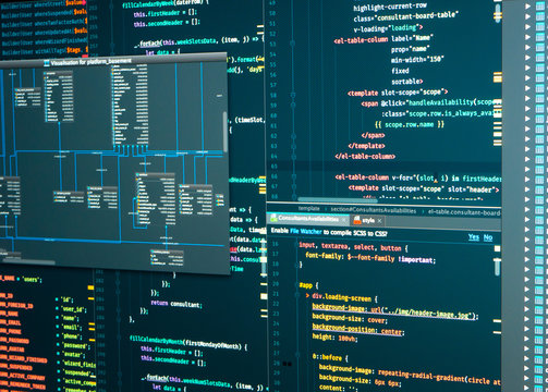 Administration of database for software. Programmer workflow. Database scheme. App development