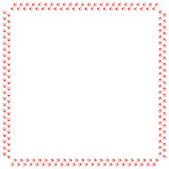 Square frame of red cat tracks. Isolated frame on white background for your design.