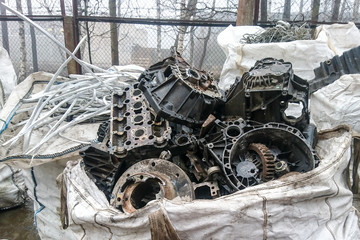 scrap metal from car parts taken at a scrap aluminium scrap yard