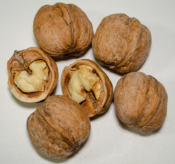 walnuts on a white background