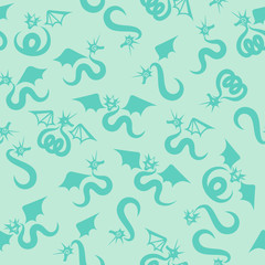 Dragon seamless pattern. Vector color image background.