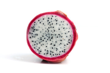 cut dragonfruit isolated on white background. Horizontal image