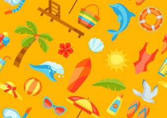 Seamless pattern with summer and beach objects.