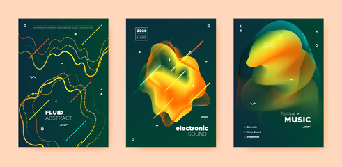 Electro Music Poster. Wave Gradient Blend. Night 