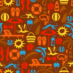 Seamless pattern with summer and beach objects.