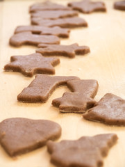 Fototapeta na wymiar Raw Christmas gingerbread while making.