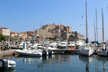Fototapeta na wymiar vue sur la Citadelle de Calvi depuis le port