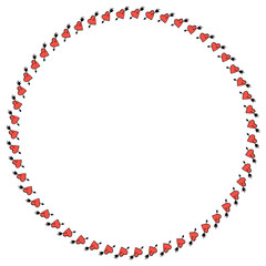 Obraz premium Round frame with a heart pierced by an arrow, meaning love. Isolated frame on white background for your design.