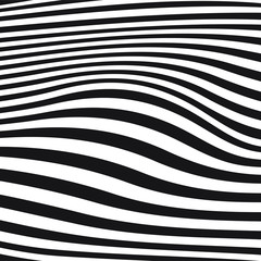 Abstract optical art background. Black and white wave stripes isolated. Vector illustration