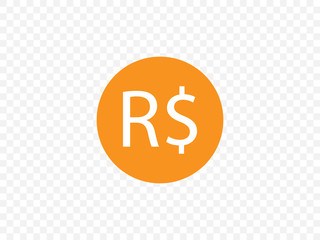 Brazilian real icon. Vector illustration, flat design