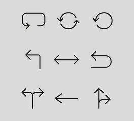 Line Arrow icon set. Vector illustration, flat design