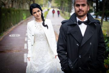 wedding moments of cool fashion couple